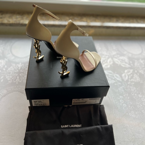 Saint Laurent Beige Ankle Strap Heels - Picture 8 of 16